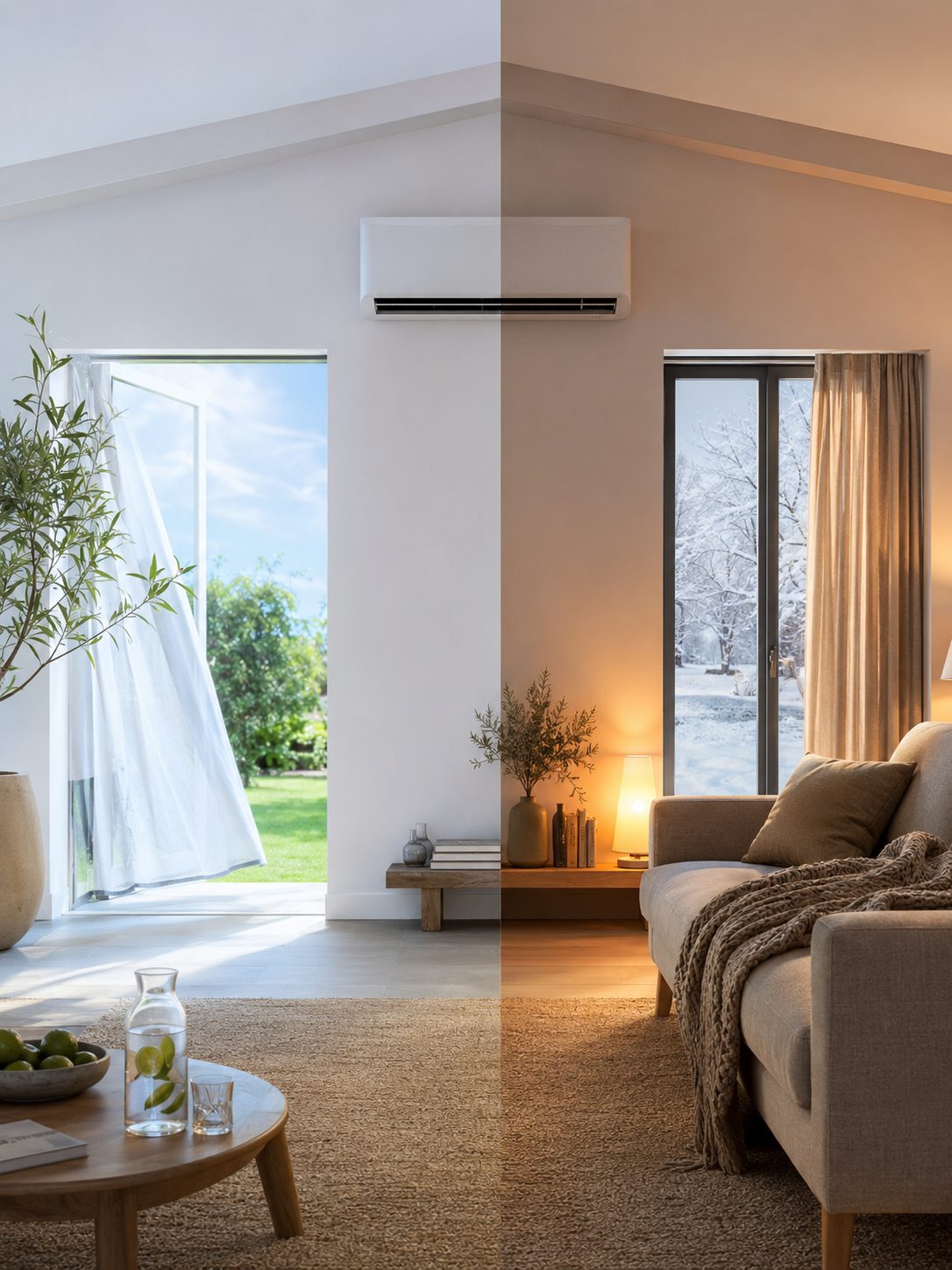 Climatisation réversible installée dans un salon
